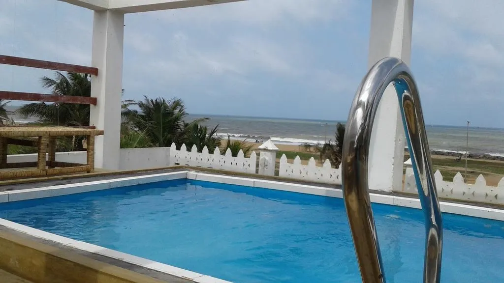 View of the pool from a guest room balcony
